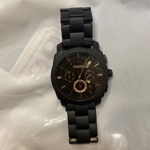 FOSSIL Machine Mid-Size Chronograph Black Stainless Steel Watch